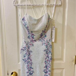 Vienna Prom White and Purple Floral Mini Dress